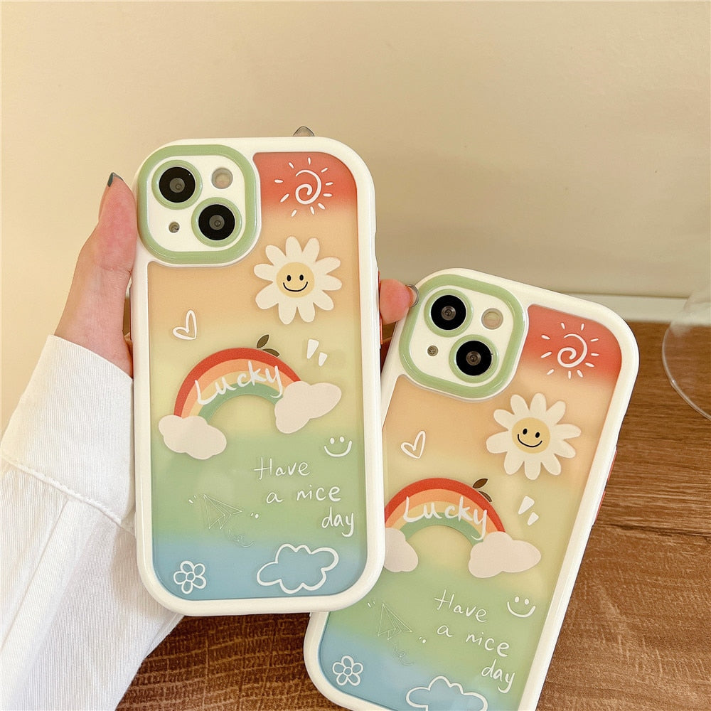 Anymob iPhone Daisy Acrylic Watercolor Phone Case Transparent Shockproof Cover-Mobile Phone Cases-PEROZ Accessories