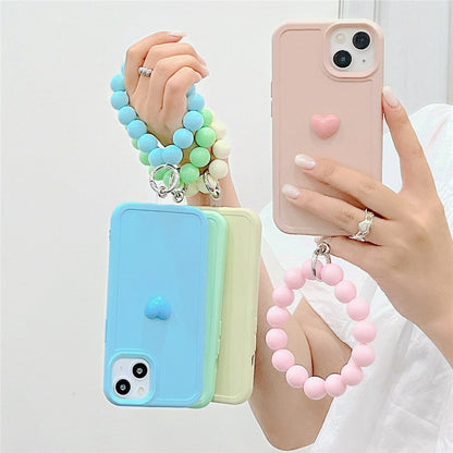 Anymob iPhone Case Blue Cute Love Heart Hand Bracelet Strap Soft Silicone Candy Color Back Cover-Mobile Phone Cases-PEROZ Accessories