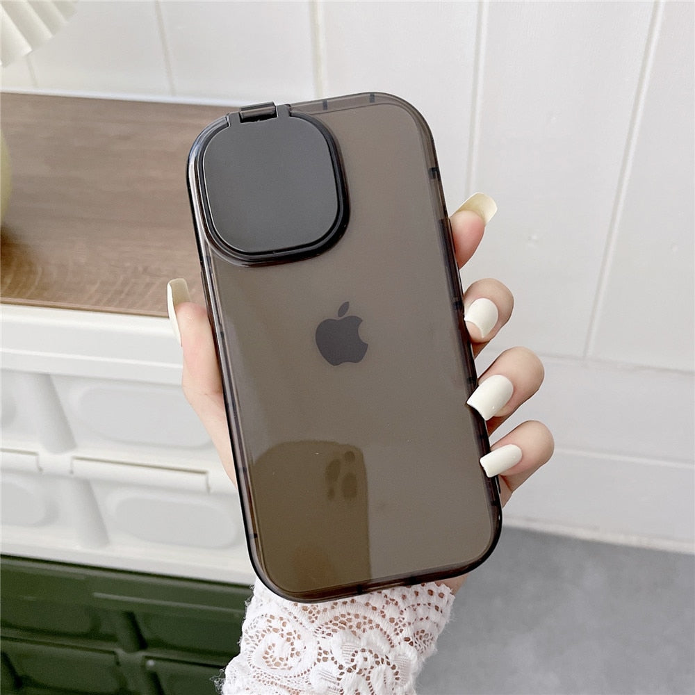 Anymob iPhone Brown Foldable Mirror Lens Protection Phone Case Clear Soft Silicon Cover-Mobile Phone Cases-PEROZ Accessories