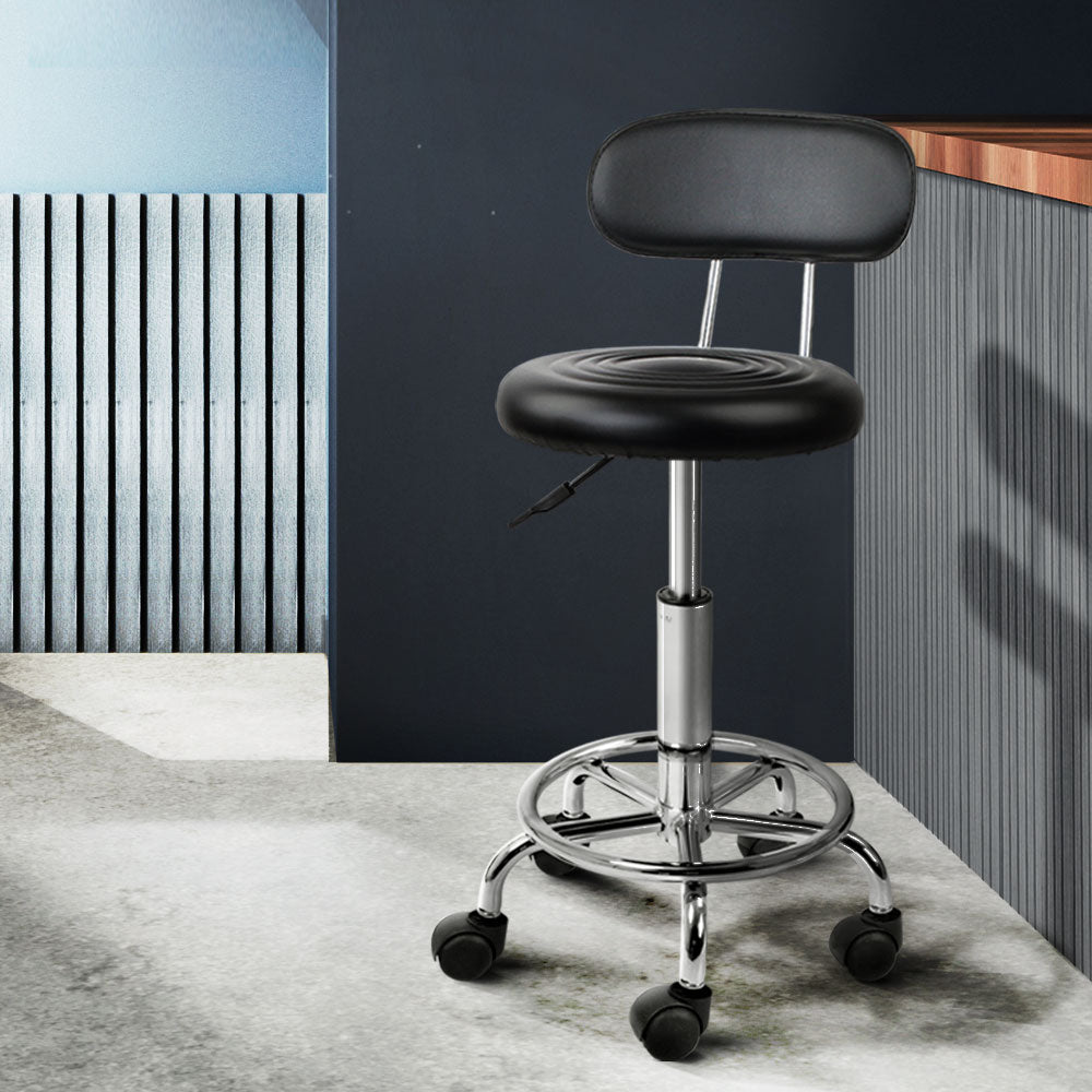 Artiss Salon Stool Swivel Chair Backrest Barber Hairdressing Hydraulic Height-Furniture &gt; Bar Stools &amp; Chairs - Peroz Australia - Image - 1