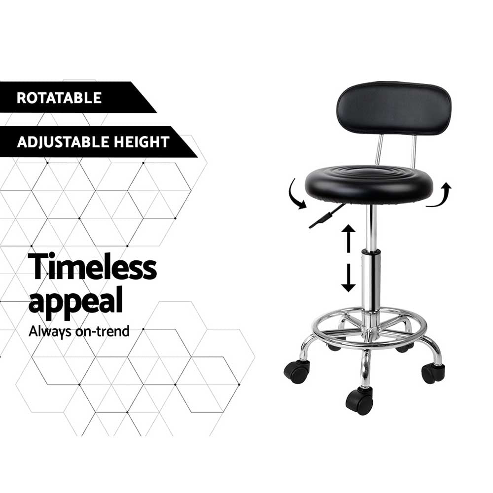 Artiss 2X Salon Stool Swivel Backrest Chair Barber Hairdressing Hydraulic Height-Furniture &gt; Bar Stools &amp; Chairs - Peroz Australia - Image - 6