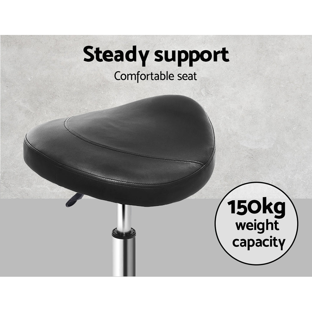 Artiss 2X Saddle Salon Stool Swivel Barber Hair Dress Chair Hydraulic Lift Black-Furniture &gt; Bar Stools &amp; Chairs - Peroz Australia - Image - 7