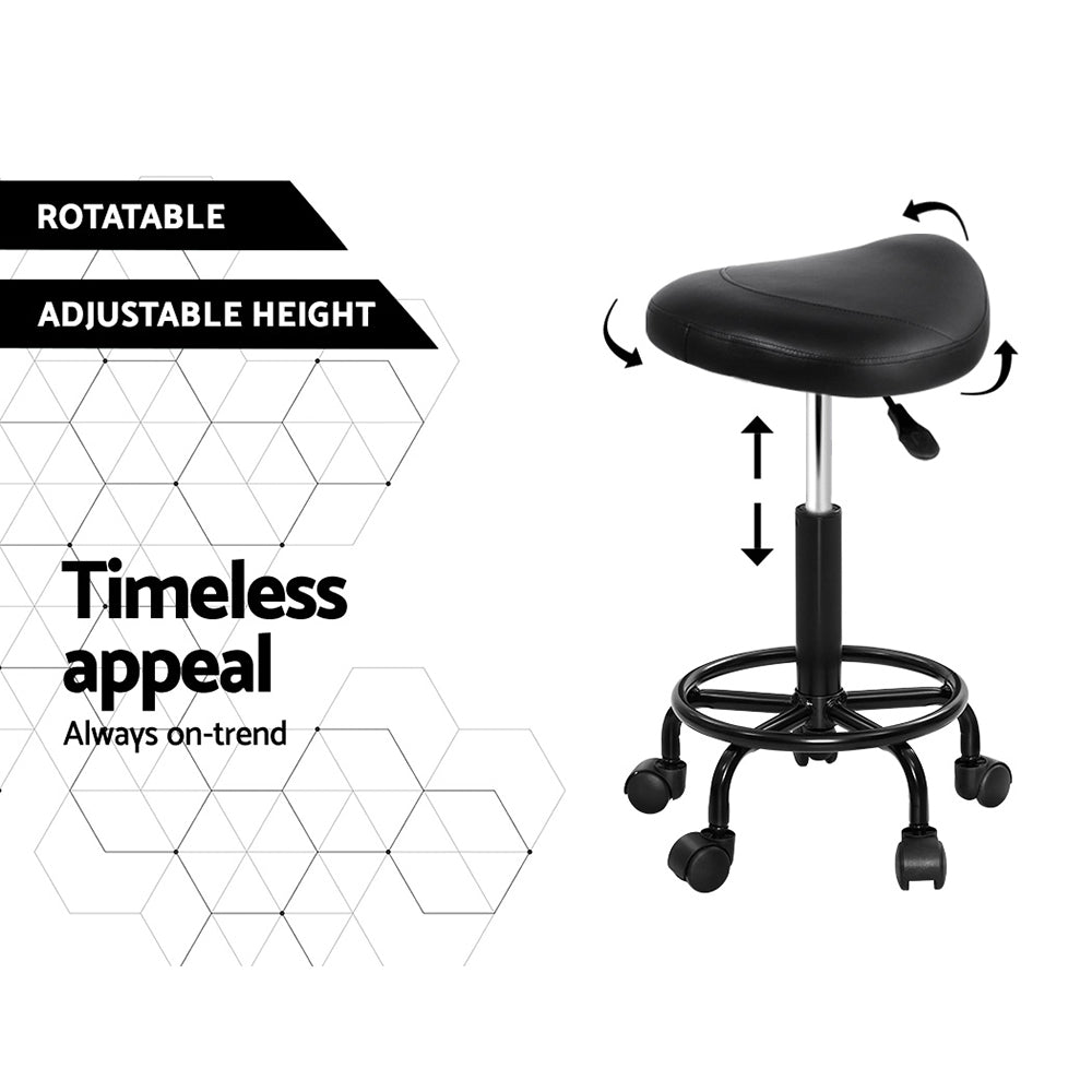 Artiss 2X Saddle Salon Stool Swivel Barber Chairs Bar Stools Hydraulic Lift PU-Furniture &gt; Bar Stools &amp; Chairs - Peroz Australia - Image - 7