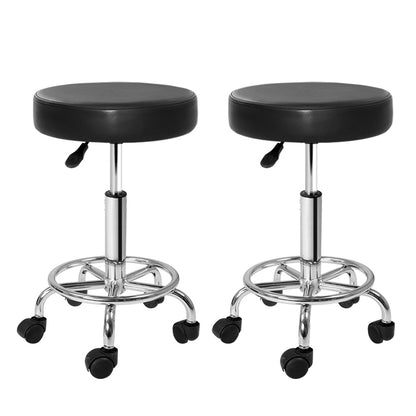 Artiss 2X Salon Stool Round Swivel Barber Hair Bar Stools Hydraulic Lift Black-Furniture &gt; Bar Stools &amp; Chairs - Peroz Australia - Image - 2