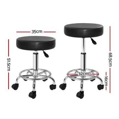 Artiss 2X Salon Stool Round Swivel Barber Hair Bar Stools Hydraulic Lift Black-Furniture &gt; Bar Stools &amp; Chairs - Peroz Australia - Image - 3