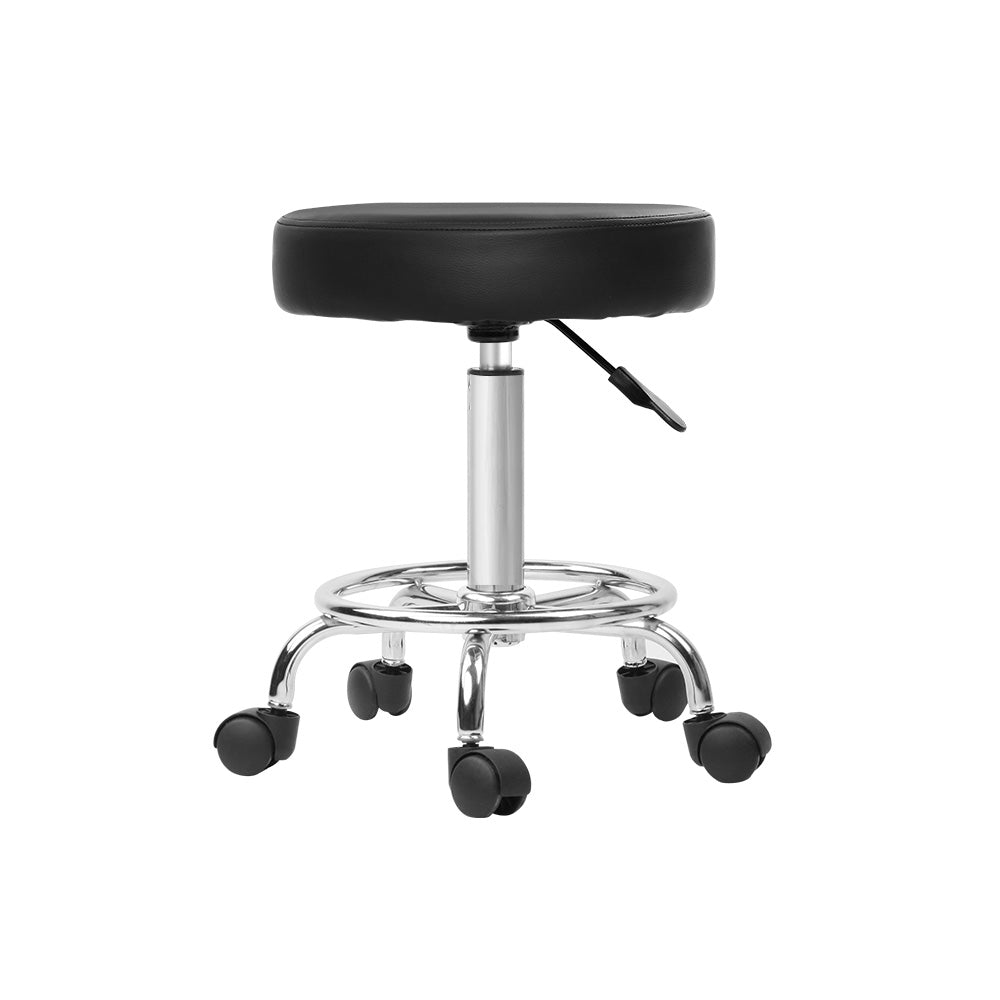 Artiss 2X Salon Stool Round Swivel Barber Hair Bar Stools Hydraulic Lift Black-Furniture &gt; Bar Stools &amp; Chairs - Peroz Australia - Image - 5