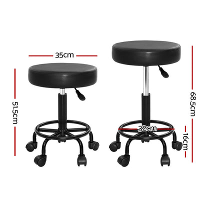 Artiss Round Salon Stool Stools Black Swivel Barber Hair Hydraulic Chairs Lift-Furniture &gt; Bar Stools &amp; Chairs - Peroz Australia - Image - 3