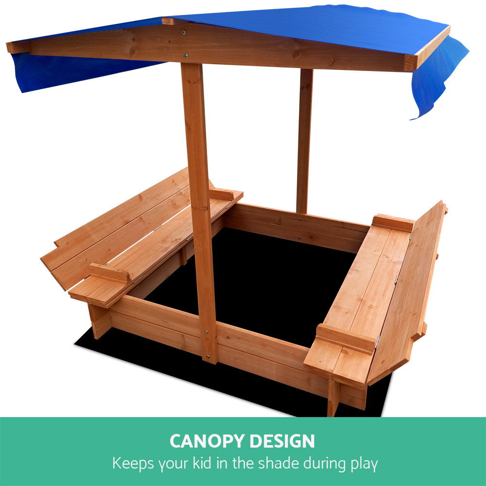 Keezi Wooden Outdoor Sand Box Set Sand Pit- Natural Wood-Baby &amp; Kids &gt; Toys-PEROZ Accessories