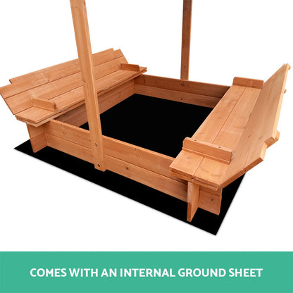 Keezi Wooden Outdoor Sand Box Set Sand Pit- Natural Wood-Baby &amp; Kids &gt; Toys-PEROZ Accessories