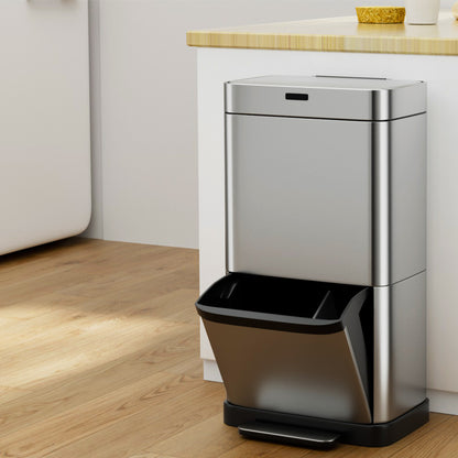 Devanti 70L Motion Sensor Bin Pedal Bins Automatic Siver-Appliances &gt; Appliances Others-PEROZ Accessories