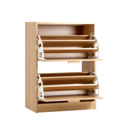 Oikiture Shoe Cabinet Storage 2 Doors Shoes Rack Organiser Rattan Shelf 30 Pairs |PEROZ Australia