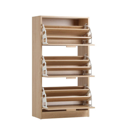 Oikiture Shoe Cabinet Storage 3 Doors Shoes Rack Organiser Rattan Shelf 45 Pairs |PEROZ Australia