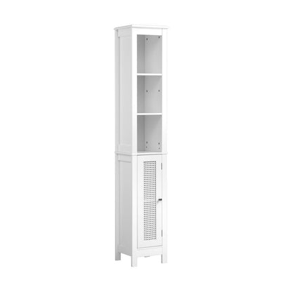 Oikiture Bathroom Cabinet Storage Laundry Tall Slim Cupboard Rattan Door White |PEROZ Australia