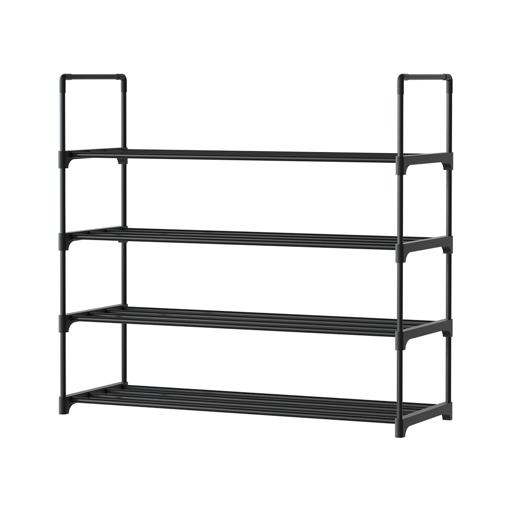 Artiss Shoe Rack Stackable 4 Tiers 80cm Shoes Shelves Storage Stand Black-Furniture &gt; Living Room - Peroz Australia - Image - 1