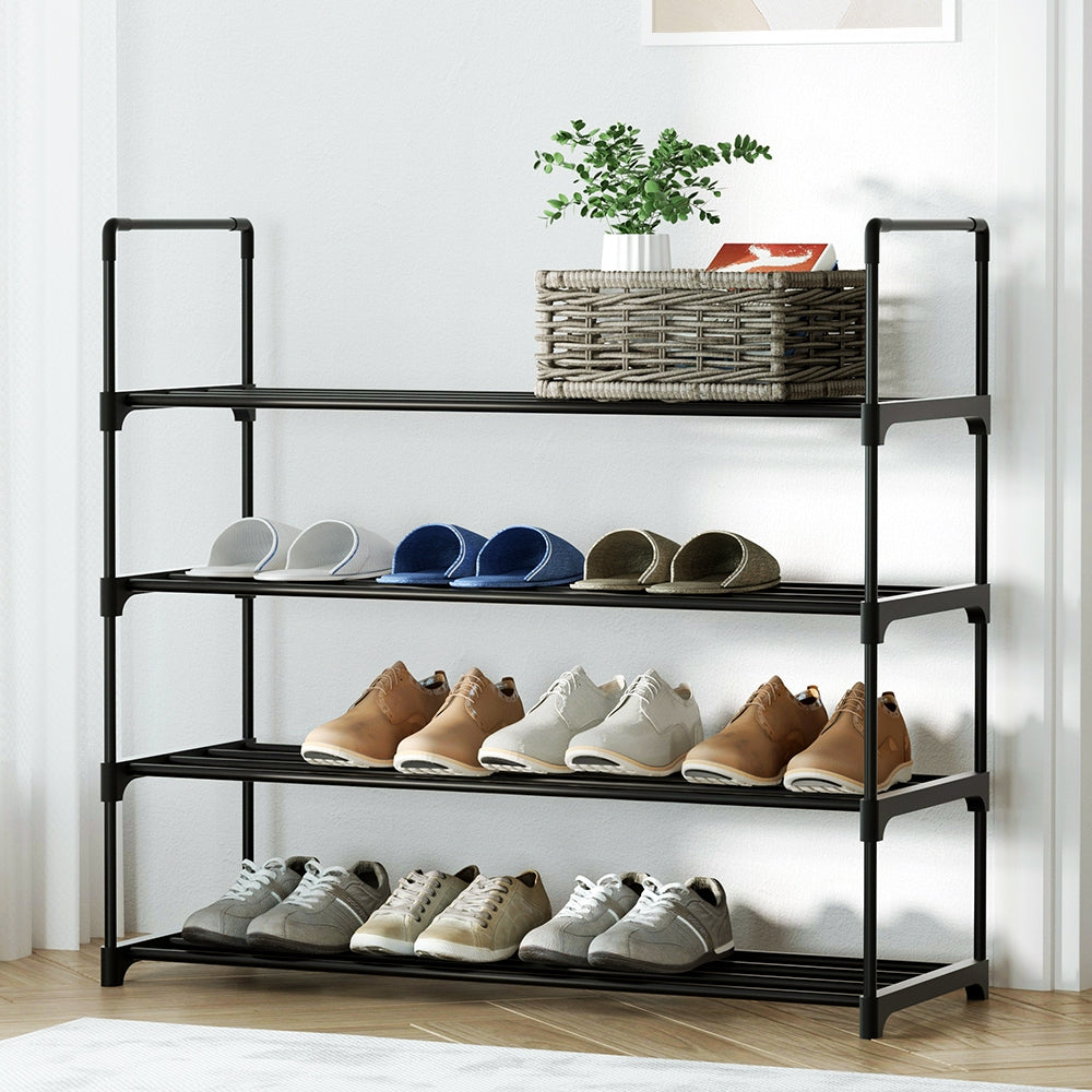 Artiss Shoe Rack Stackable 4 Tiers 80cm Shoes Shelves Storage Stand Black-Furniture &gt; Living Room - Peroz Australia - Image - 8