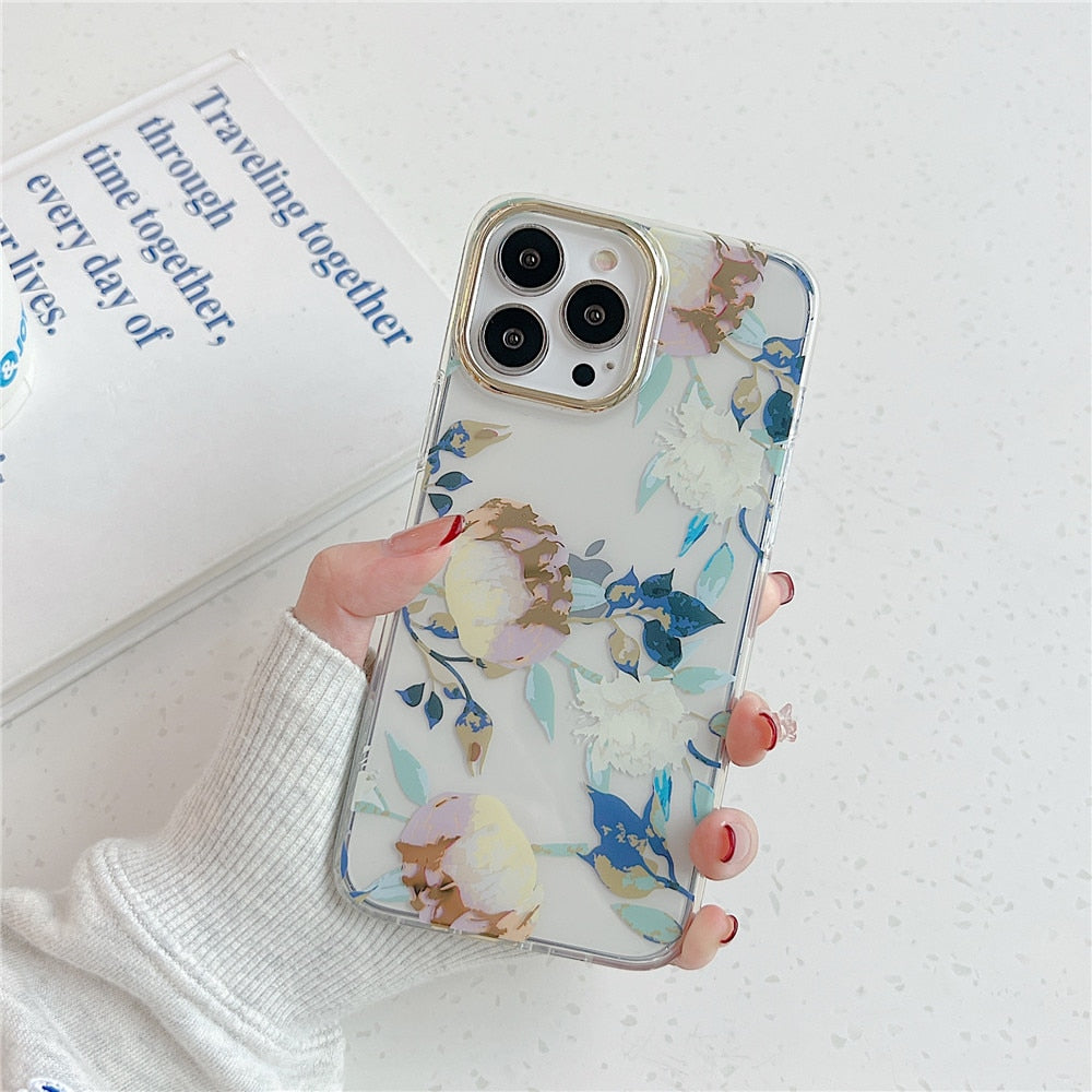 Anymob iPhone Anemone White Case Vintage Floral Phone Cases Soft Shockproof Back Cover-Mobile Phone Cases-PEROZ Accessories