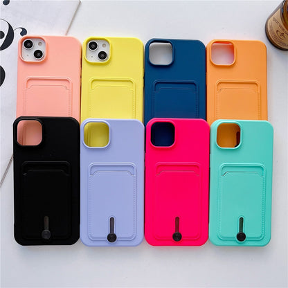 Anymob iPhone Blue Wallet Card Slots Holder Case Soft Silicone Shockproof Cover-Mobile Phone Cases-PEROZ Accessories