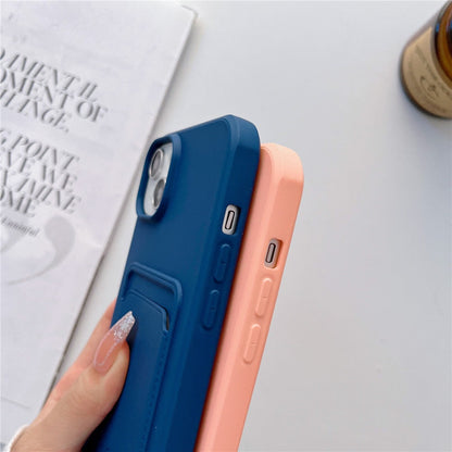 Anymob iPhone Blue Wallet Card Slots Holder Case Soft Silicone Shockproof Cover-Mobile Phone Cases-PEROZ Accessories