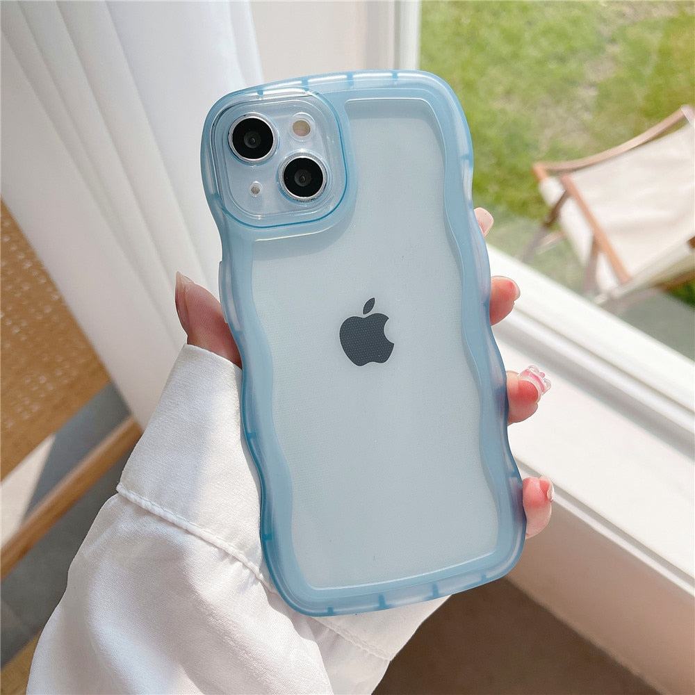 Anymob iPhone Case Blue Clear Art Wavy Silicon Soft Back Cover-Mobile Phone Cases-PEROZ Accessories