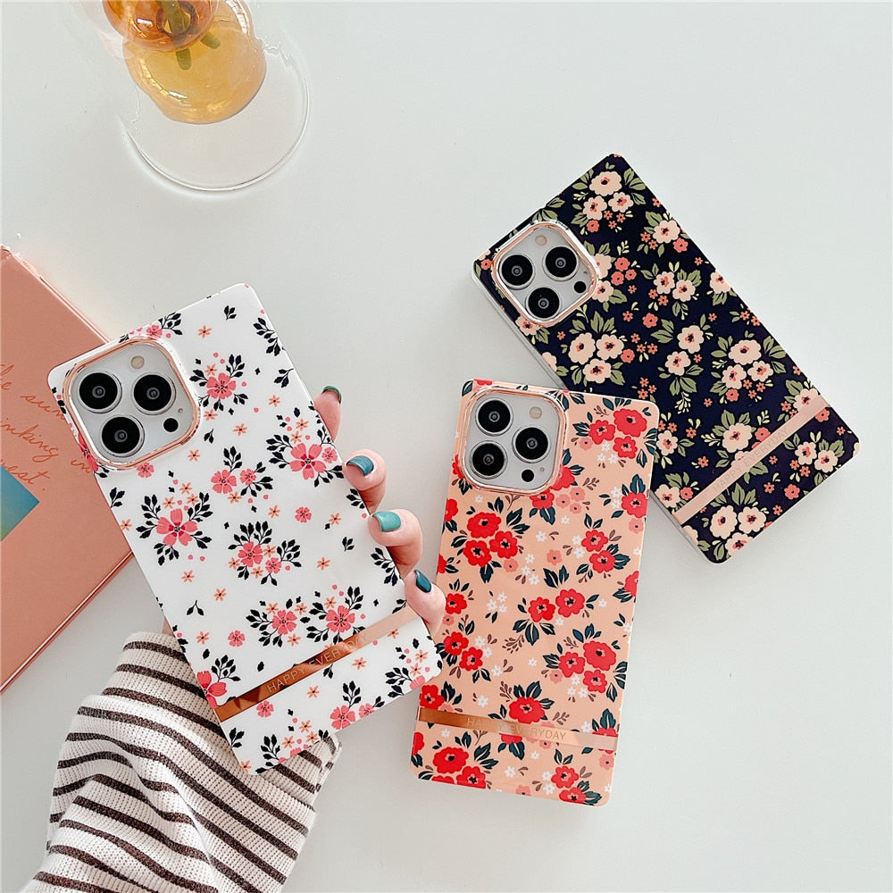 Anymob iPhone White Floral Electroplated Vintage Case Soft Silicone Shockproof Phone Cover-Mobile Phone Cases-PEROZ Accessories