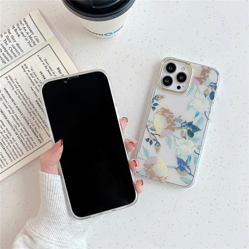 Anymob iPhone Anemone White Case Vintage Floral Phone Cases Soft Shockproof Back Cover-Mobile Phone Cases-PEROZ Accessories