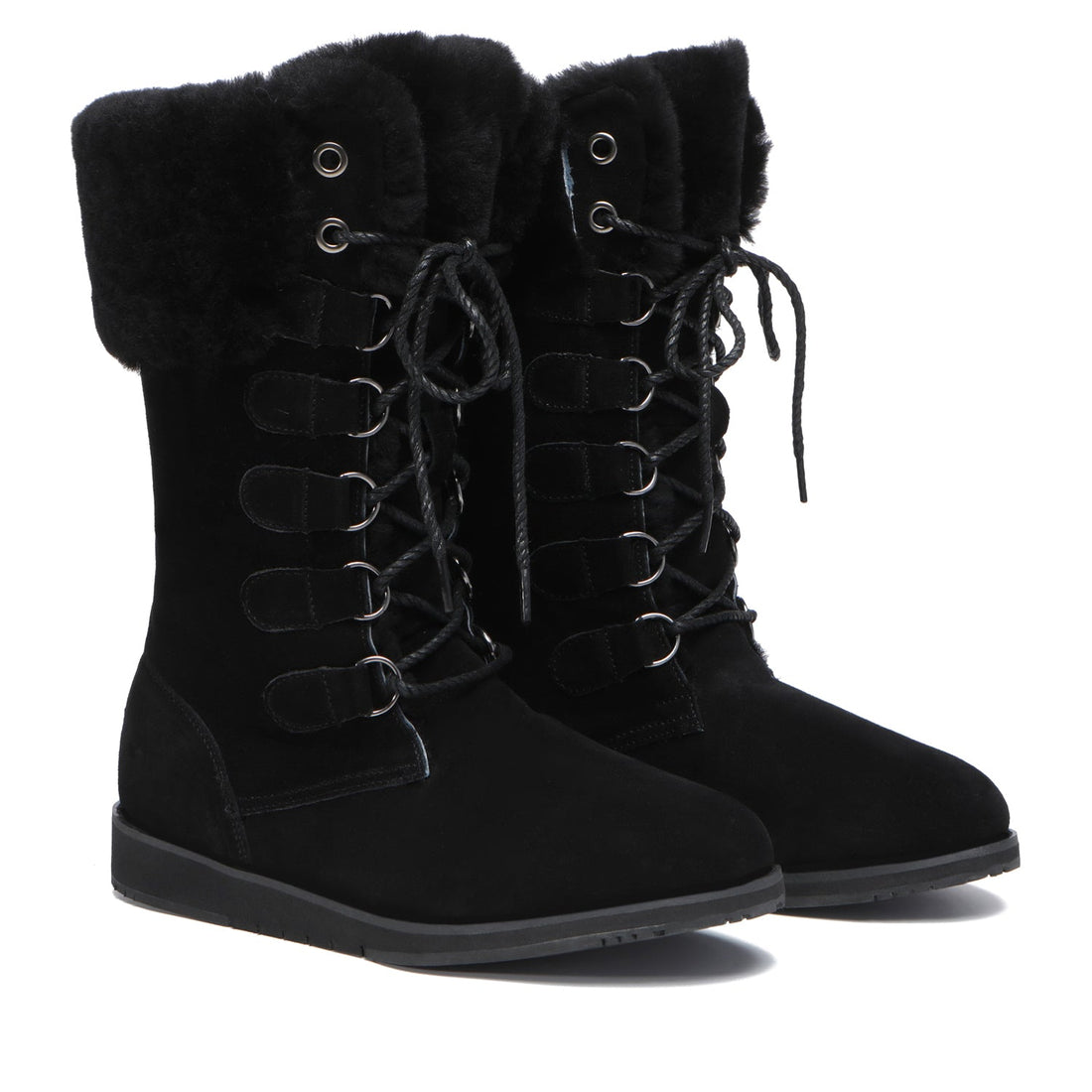 TARRAMARRA Lace Up Mid Calf Fashion Sheepskin Women Boots Becky-Boots-PEROZ Accessories