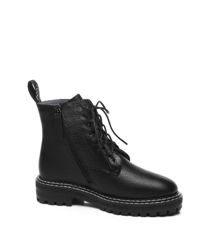 TARRAMARRA Lana Lace Up Sheepskin Wool Boots Black High Top-Boots-PEROZ Accessories