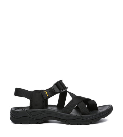 TARRAMARRA Strappy Flat Black Sandals Women Lucianna With Toe Loop-Sandals-PEROZ Accessories