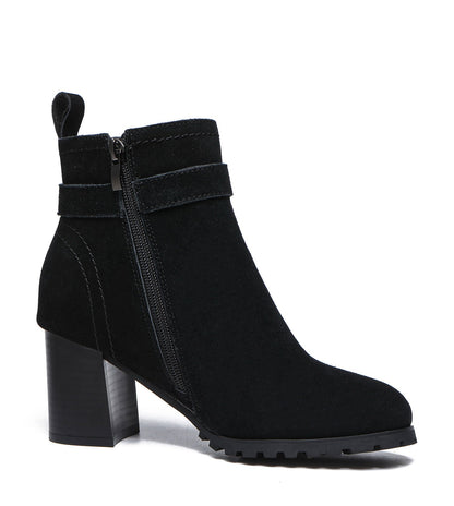 TARRAMARRA Leather Zipper Ankle Heel Boots Women Vica-Boots-PEROZ Accessories