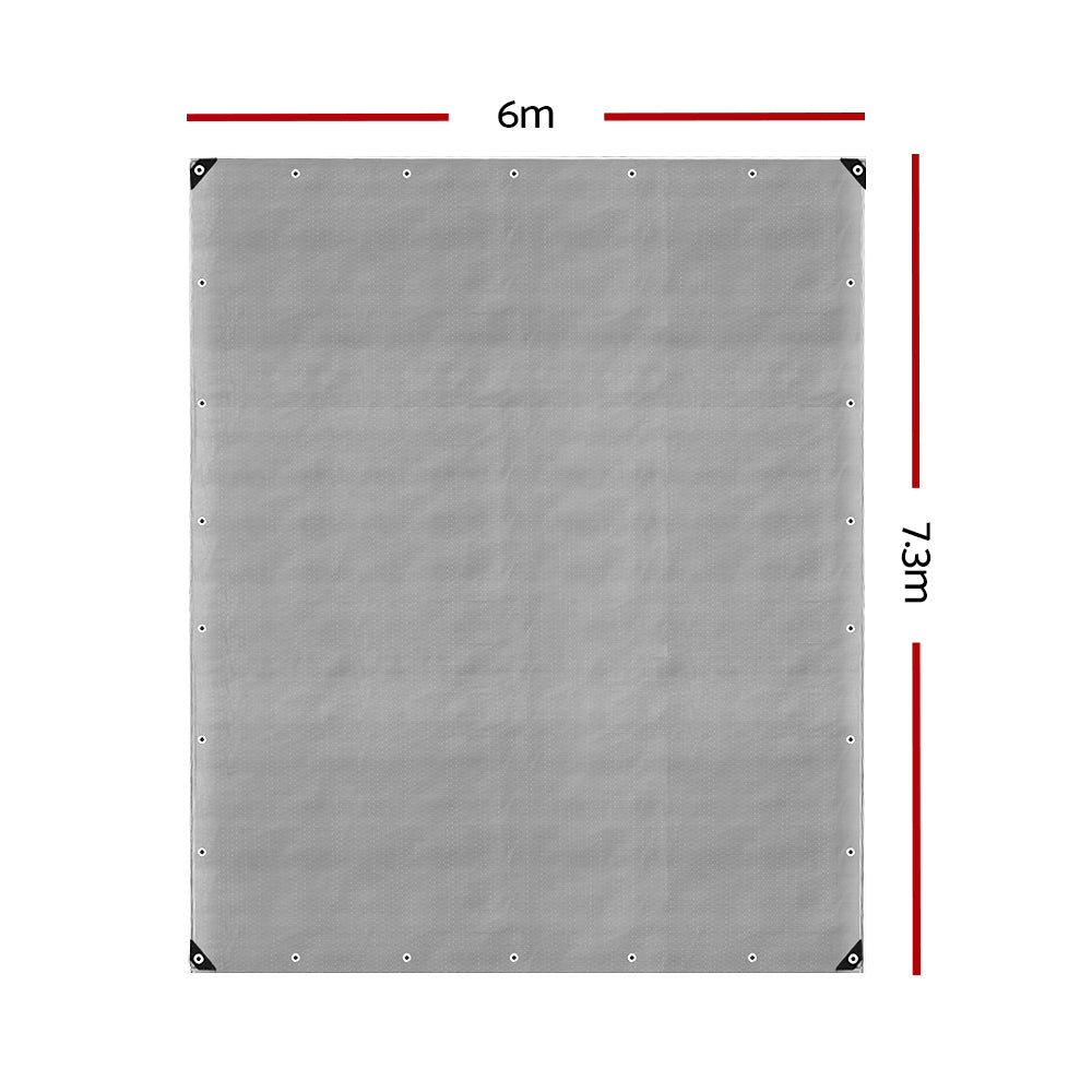 Instahut 6x7.3m Tarp Camping Tarps Poly Tarpaulin Heavy Duty Cover 180gsm Silver-Outdoor &gt; Camping-PEROZ Accessories