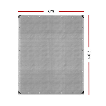 Instahut 6x7.3m Tarp Camping Tarps Poly Tarpaulin Heavy Duty Cover 180gsm Silver-Outdoor &gt; Camping-PEROZ Accessories