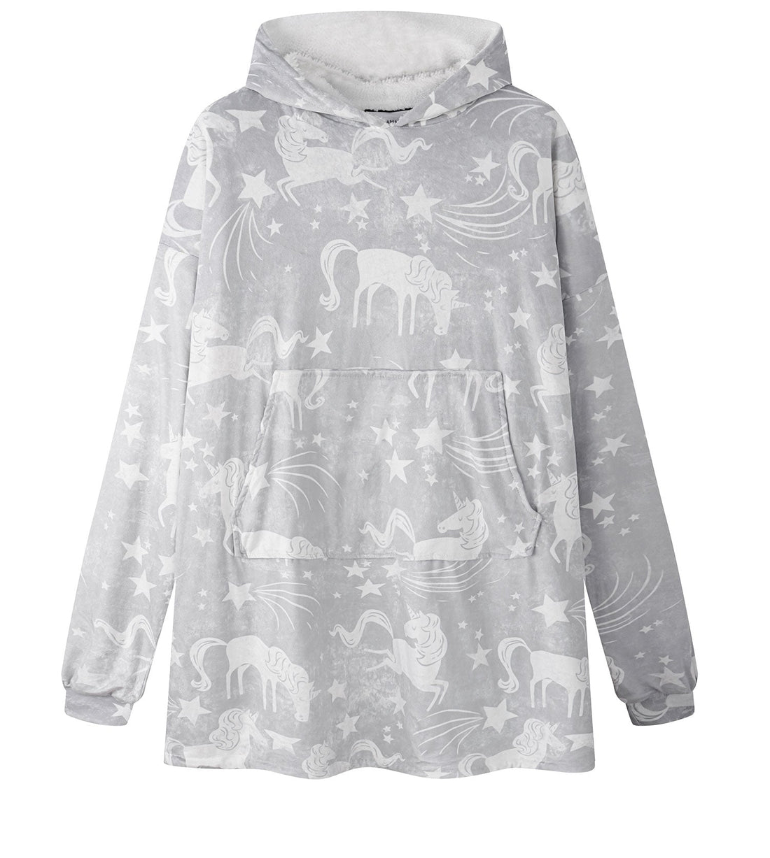 TARRAMARRA Reversible Hoodie Blanket Unisex Grey Unicorn-Hoodie Blankets-PEROZ Accessories