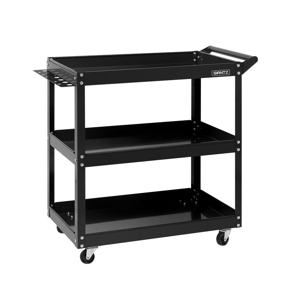 Giantz Tool Cart 3 Tier Parts Steel Trolley Mechanic Storage Organizer Black-Tools &gt; Tools Storage-PEROZ Accessories