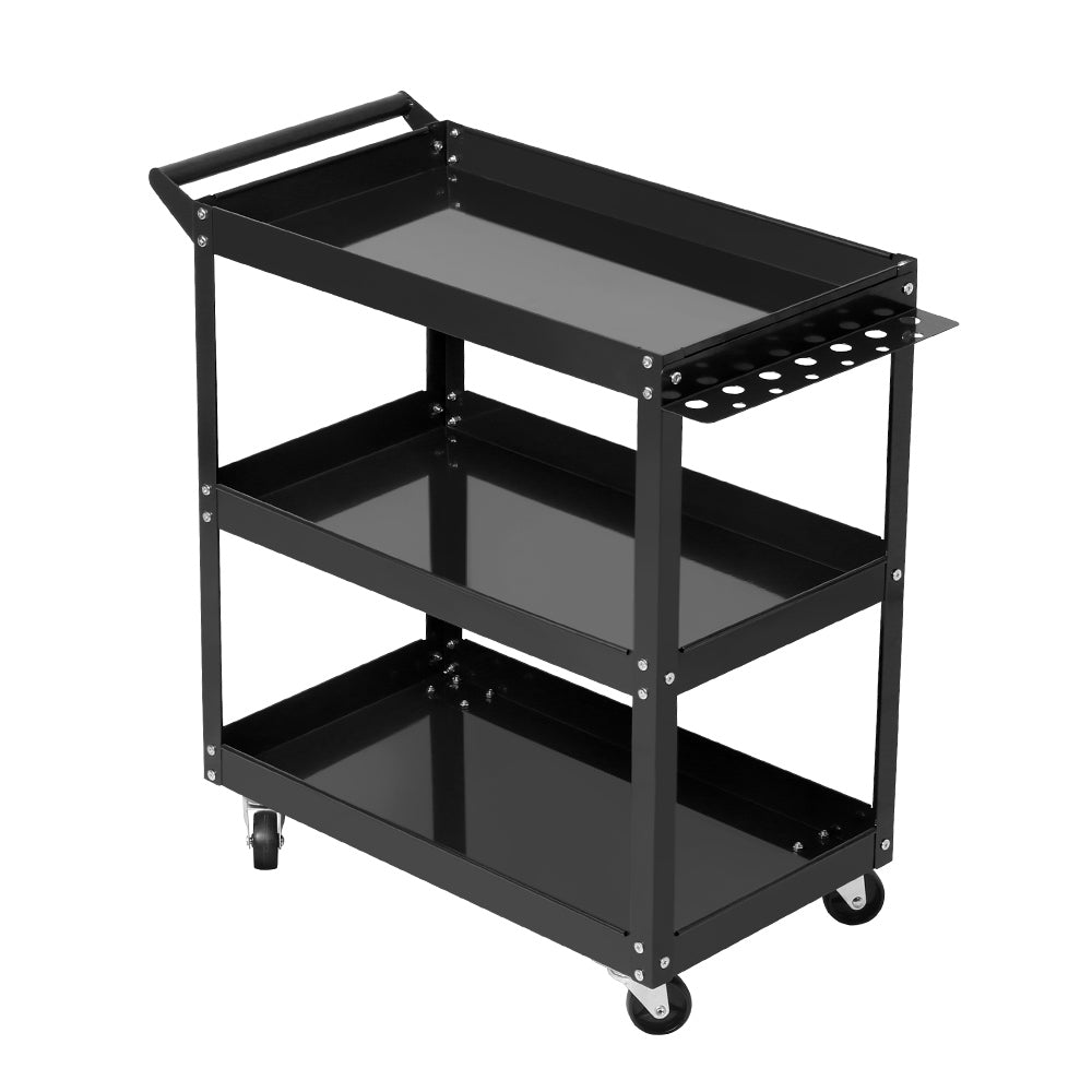 Giantz Tool Cart 3 Tier Parts Steel Trolley Mechanic Storage Organizer Black-Tools &gt; Tools Storage-PEROZ Accessories