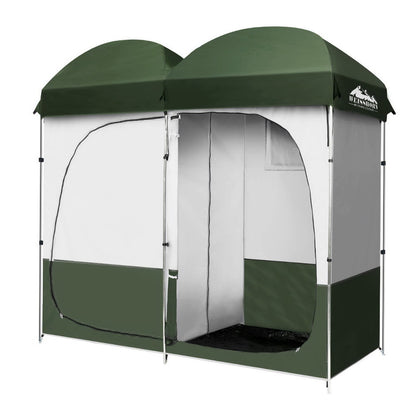 Weisshorn Double Camping Shower Toilet Tent Outdoor Portable Change Room Green-Outdoor &gt; Camping-PEROZ Accessories