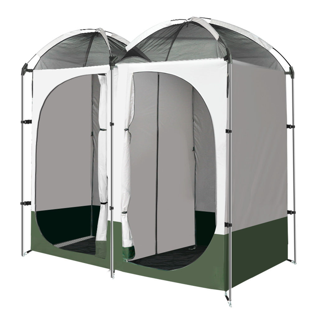 Weisshorn Double Camping Shower Toilet Tent Outdoor Portable Change Room Green-Outdoor &gt; Camping-PEROZ Accessories