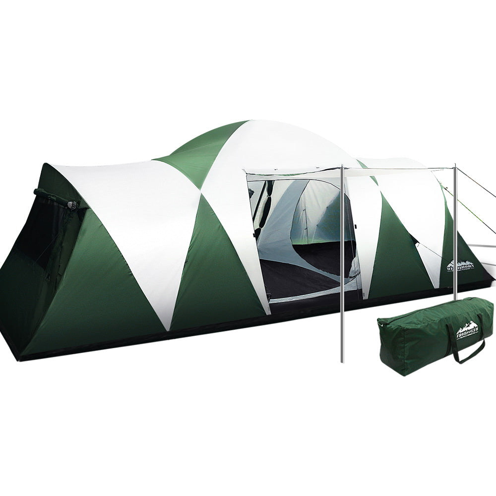 Weisshorn Family Camping Tent 12 Person Hiking Beach Tents (3 Rooms) Green-Outdoor &gt; Camping-PEROZ Accessories