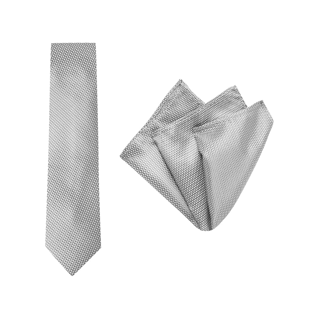 TIE + POCKET SQUARE SET. Carbon. Grey. Supplied with matching pocket square.-Ties-PEROZ Accessories