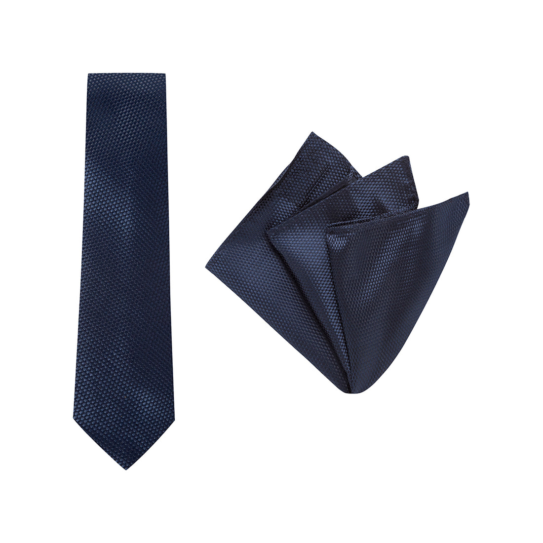 TIE + POCKET SQUARE SET. Carbon. Navy. Supplied with matching pocket square.-Ties-PEROZ Accessories