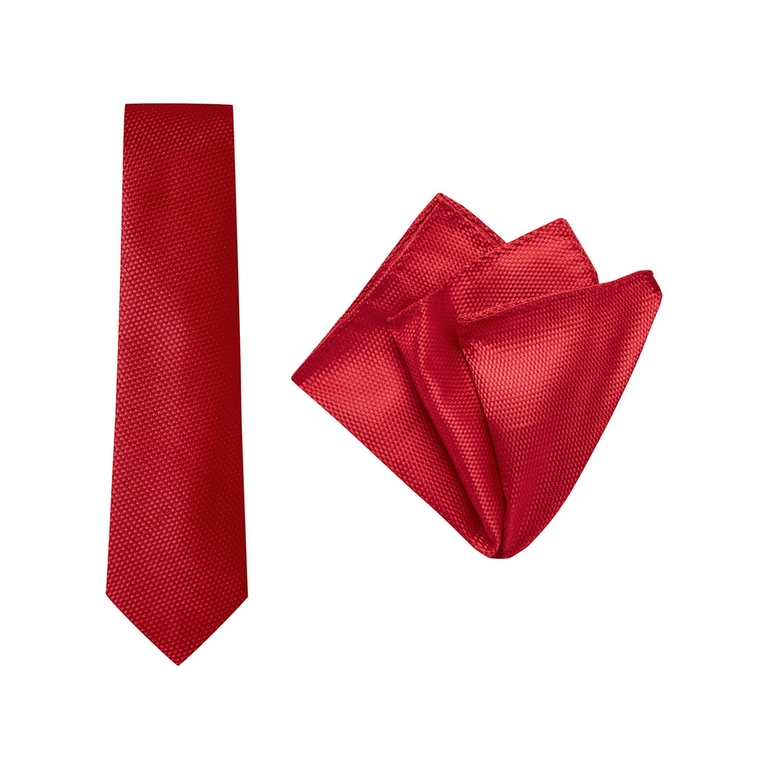 TIE + POCKET SQUARE SET. Carbon. Red. Supplied with matching pocket square.-Ties-PEROZ Accessories