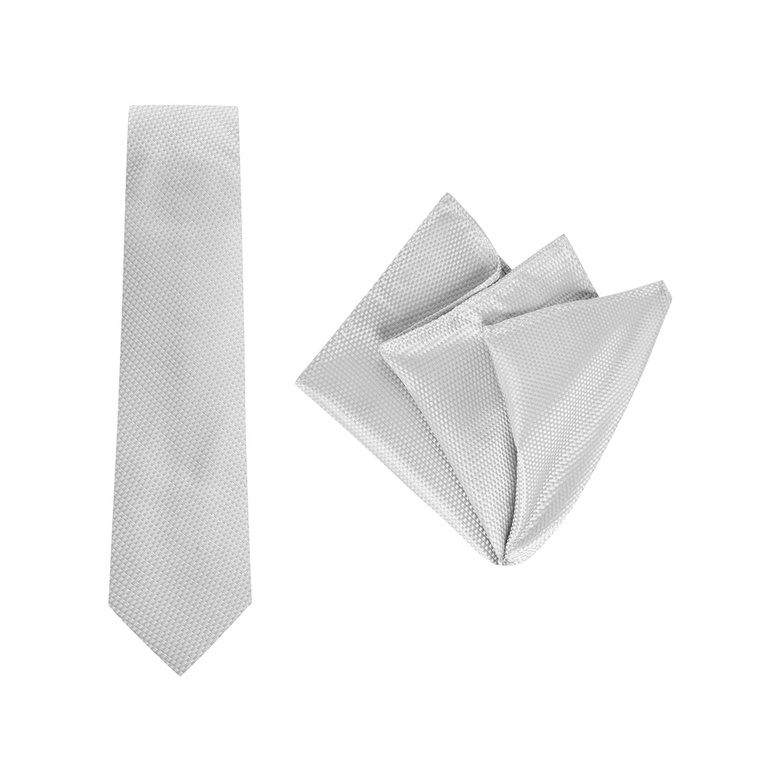 TIE + POCKET SQUARE SET. Carbon. Silver. Supplied with matching pocket square.-Ties-PEROZ Accessories