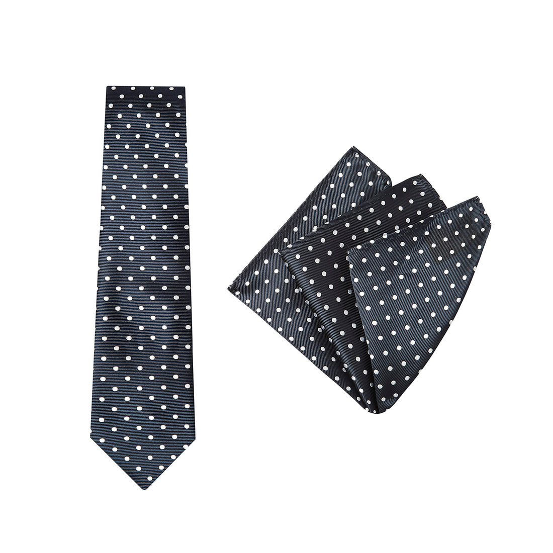TIE + POCKET SQUARE SET. Spot. Navy. Supplied with matching pocket square.-Ties-PEROZ Accessories