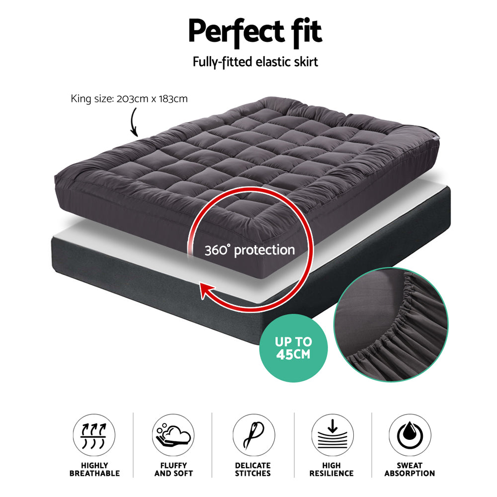 Giselle Bedding Mattress Topper Pillowtop Bamboo Charcoal King-Home &amp; Garden &gt; Bedding-PEROZ Accessories