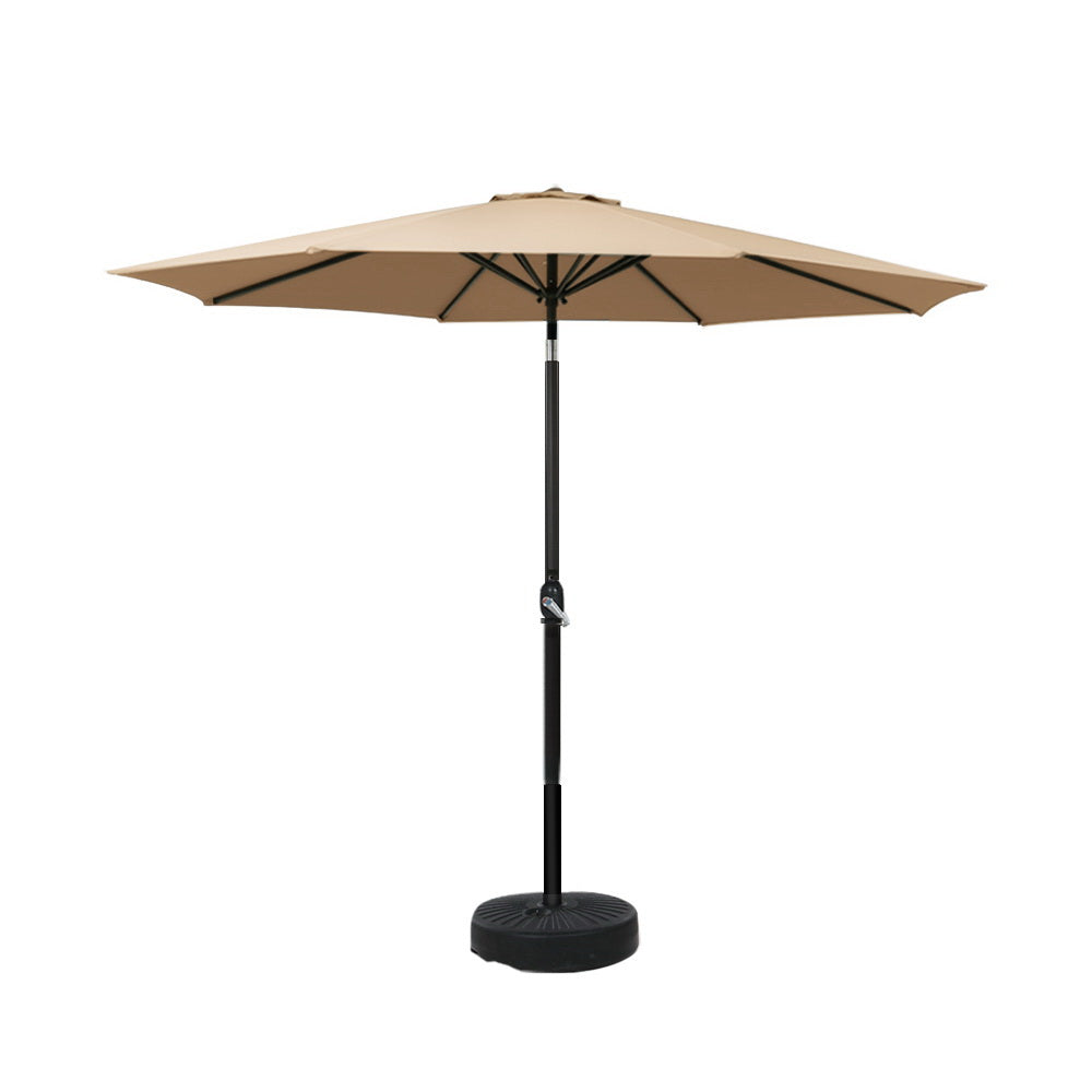 Instahut Outdoor Umbrella 2.7m Base Beach Pole Garden Tilt Sun Patio UV Beige-Home &amp; Garden &gt; Shading-PEROZ Accessories