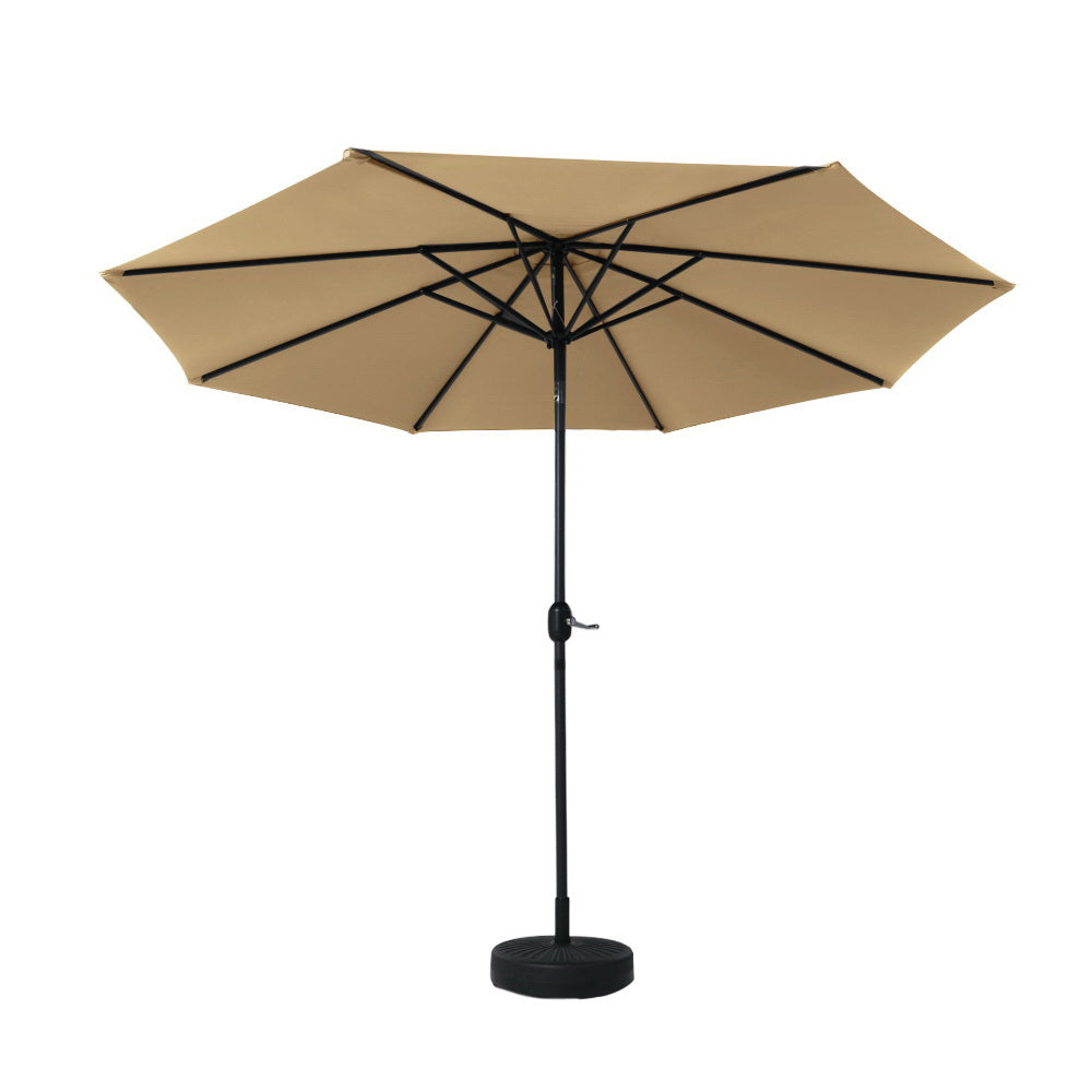 Instahut Outdoor Umbrella 2.7m Base Beach Pole Garden Tilt Sun Patio UV Beige-Home &amp; Garden &gt; Shading-PEROZ Accessories