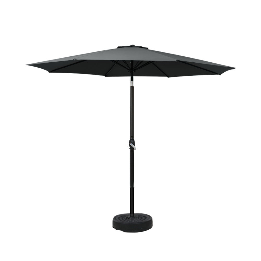 Instahut Outdoor Umbrella 2.7m Base Beach Pole Garden Tilt Sun Patio UV Black-Home &amp; Garden &gt; Shading-PEROZ Accessories