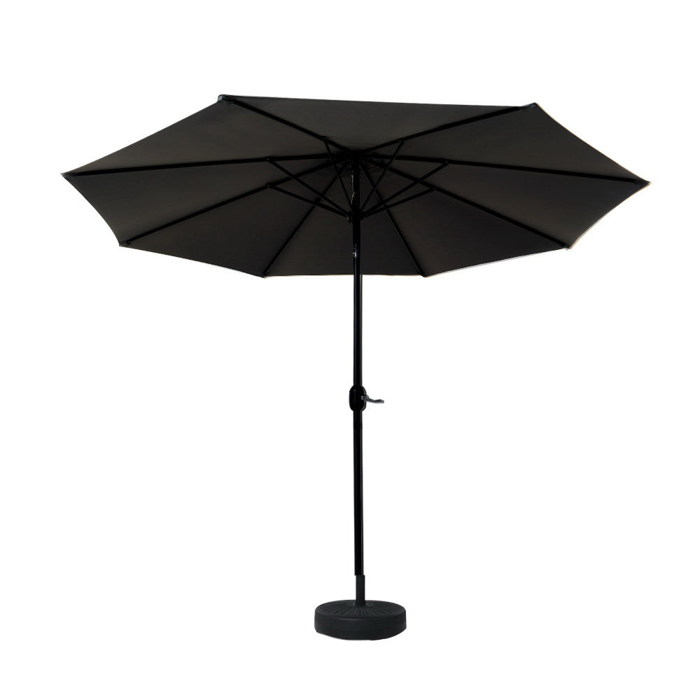 Instahut Outdoor Umbrella 2.7m Base Beach Pole Garden Tilt Sun Patio UV Black-Home &amp; Garden &gt; Shading-PEROZ Accessories