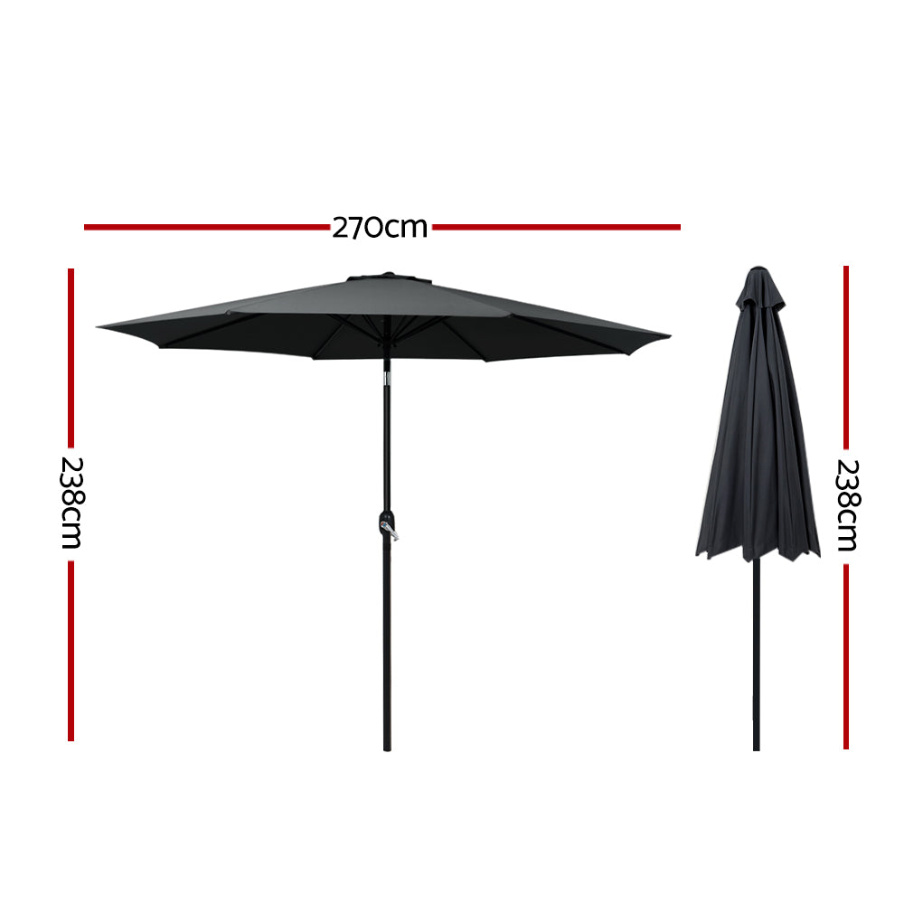 Instahut Outdoor Umbrella Umbrellas Beach Garden Tilt Sun Patio Deck Pole 2.7m-Home &amp; Garden &gt; Shading-PEROZ Accessories