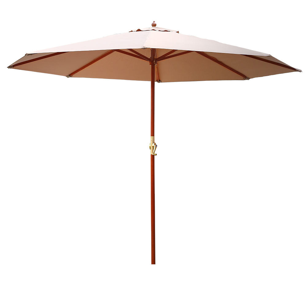 Instahut Outdoor Umbrella 3M Pole Cantilever Stand Garden Umbrellas Patio Beige-Furniture &gt; Outdoor-PEROZ Accessories