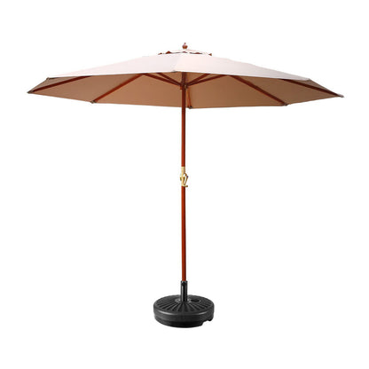 Instahut Outdoor Umbrella Pole Umbrellas 3M with Base Garden Stand Deck Beige-Home &amp; Garden &gt; Shading-PEROZ Accessories